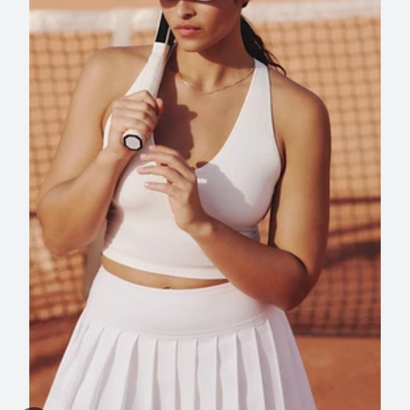 Yogalicious White Pleated Mini Skirt - Picture 1 of 5